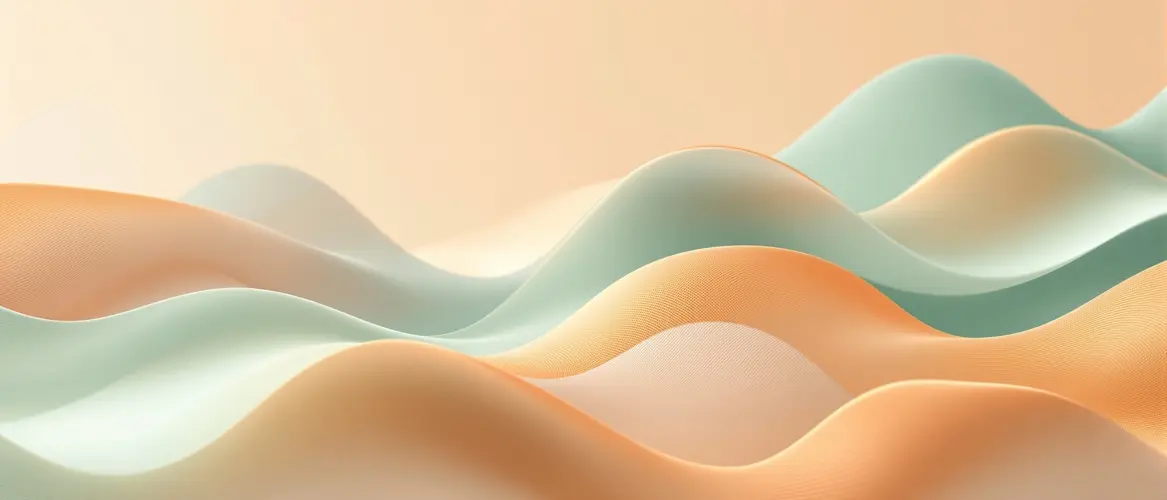 Soft green and amber waves suggesting a capsule on a pale background