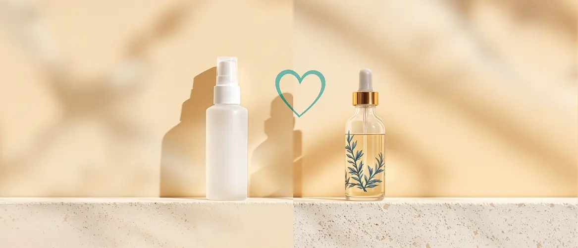 Clean comparison scene representing NAD+ nasal spray versus IV infusion options