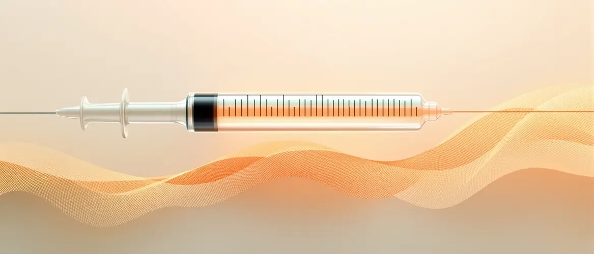 Vial and syringe on a clean clinical surface