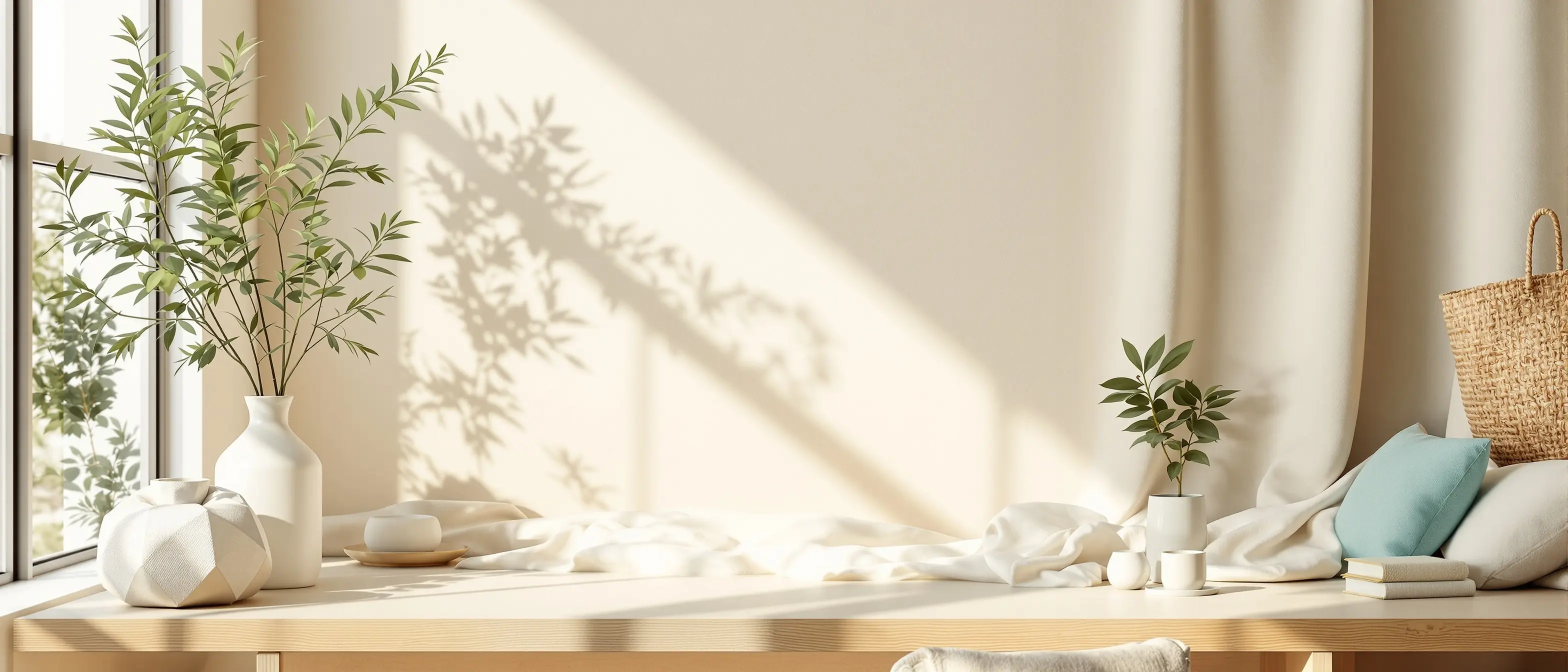 Calm medical telehealth workspace in natural light